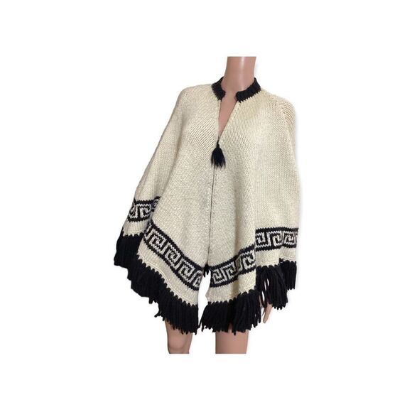 Vintage Bulky Zip Front Knit Poncho - Picture 1 of 4